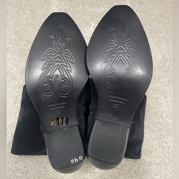 FREE PEOPLE Rue Knee High Suede Slouch Western Black Tall Boots Size  EU37 US7 - Picture 7 of 9